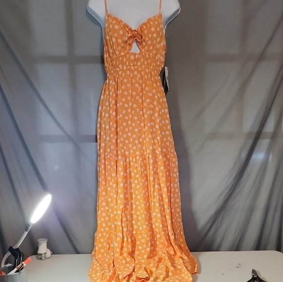 RIP Curl NWT Maxi Orange Floral Dress - Picture 3 of 11